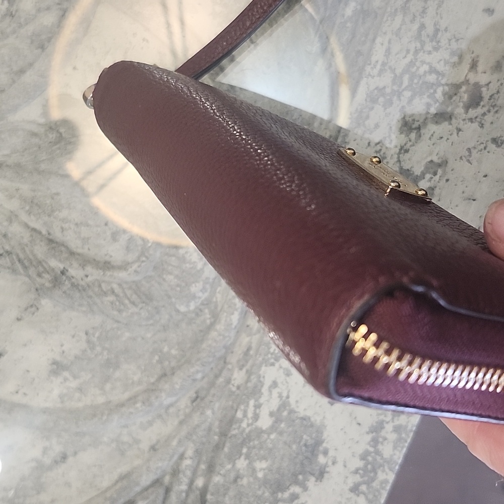 Michael Kors Burgundy Leather Large Zip Around Wallet Wristlet - Picture 8 of 15